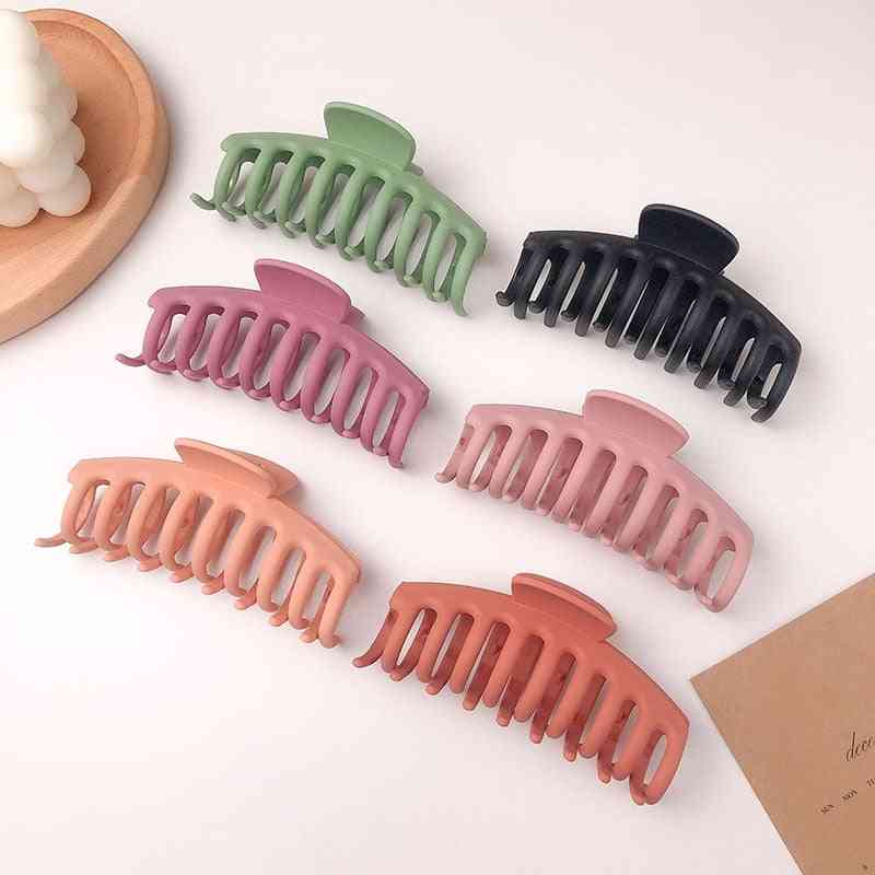 Solid Big Hair Claws, Elegant Frosted Acrylic Clips, Hairpins, Barrette Headwear For Women,, Accessories
