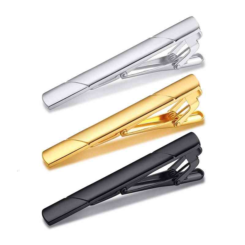 Mens Classic Tie Clips, Black And Gold Tone, For Him, Jewelry Accessory