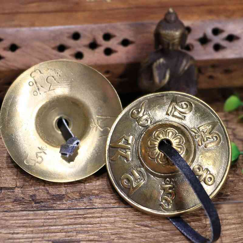 Yoga Cymbals Brass Bell- Chimes Tibetan Buddhist, Tingsha Meditation Accessory