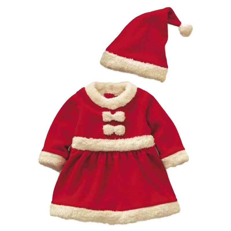 Santa Claus- Suit Bow Dresses & Hat Costumes Set For Boy, Girl