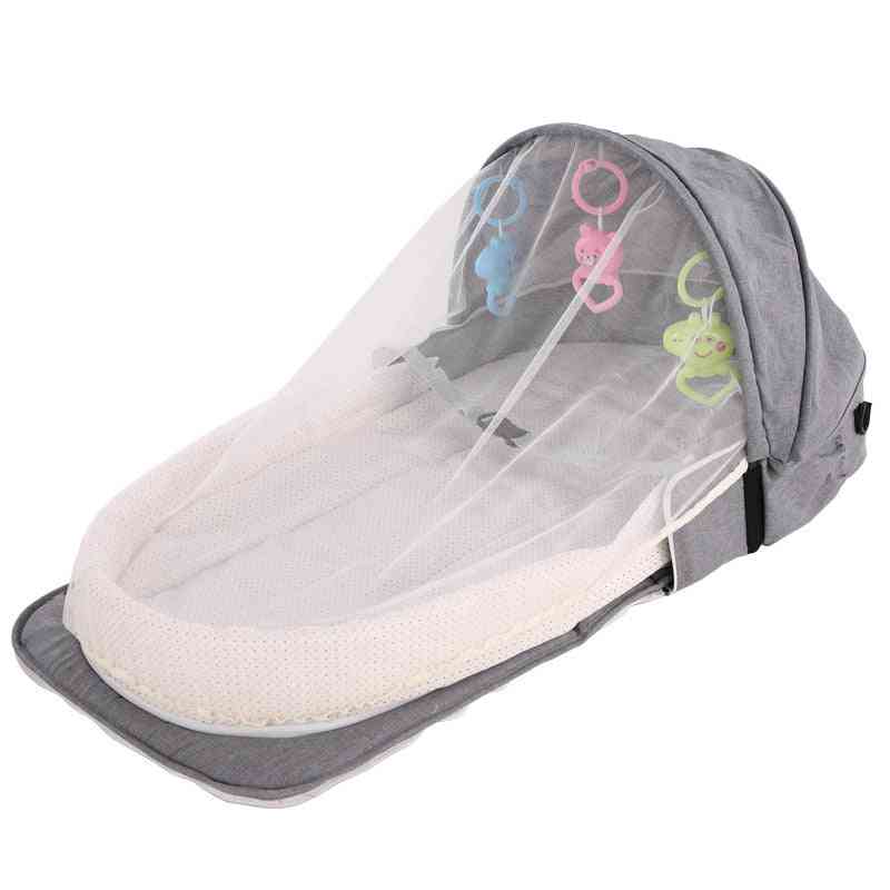 Portable- Sun Protection Mosquito Net With Bassinet Foldable Sleeping, Basket Bed