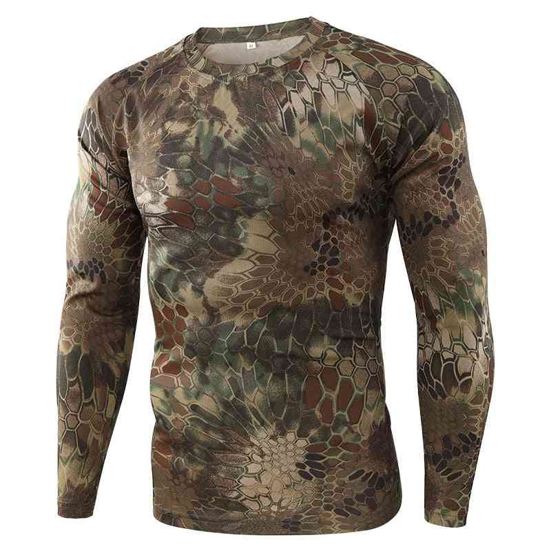 Militär kamouflage t-shirt, manlig andas snabbtork t-shirt