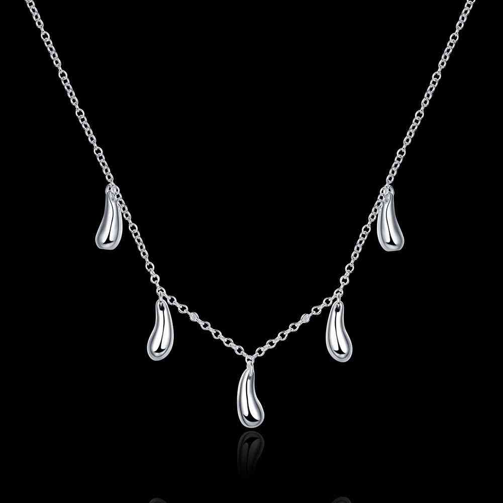 5 Piece Waterdrop Necklace In 18k White Gold Plated