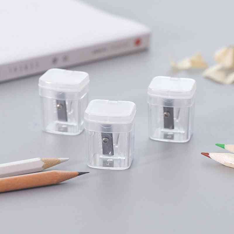 1 Pcs- Transparent Plastic, Manual Pencil Cutting, Rotary Sharpener