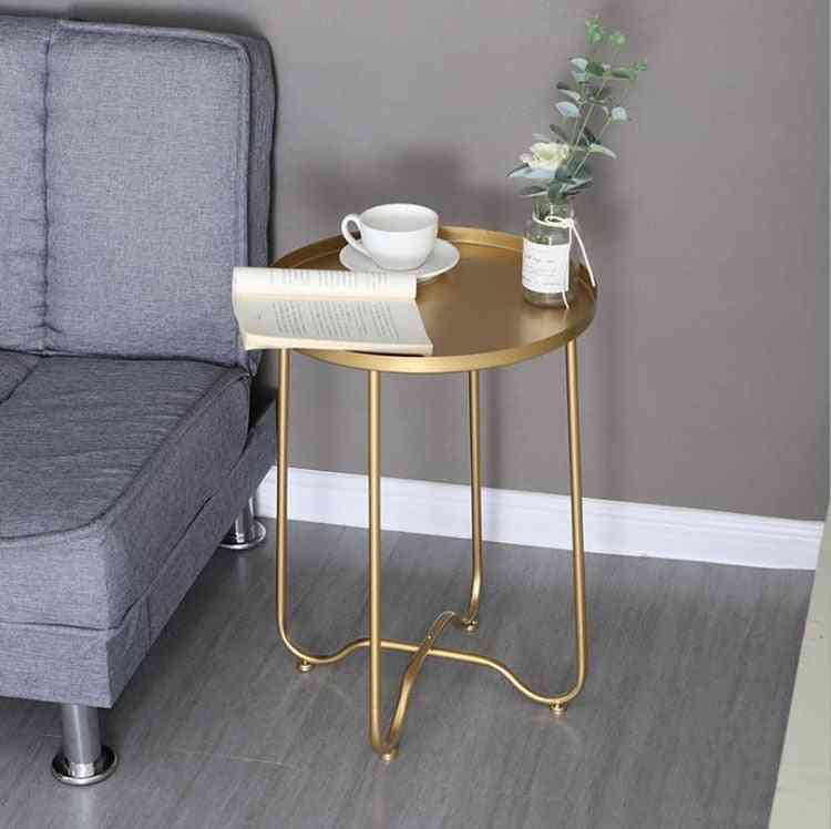 železna majhna zložljiva okrogla miza za kavo kavč raztegljiv stransko pohištvo za dnevno sobo balkon vrt