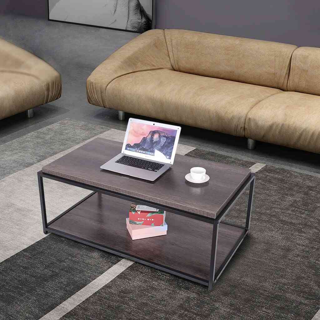 Sturdy Design Metal Legs Wooden Coffee Tables For Living Room