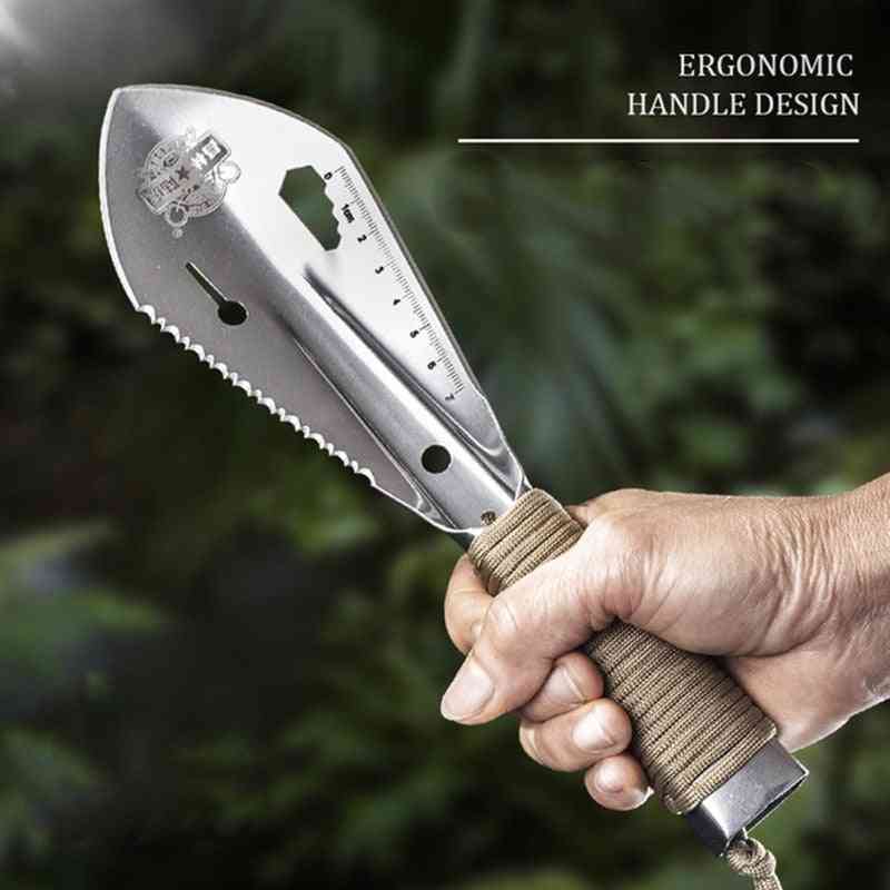 Stainless Steel Shovel Spade, Tool Weeder With Sawtooth Hex Wrench Ruler, Digging Trowel Knife