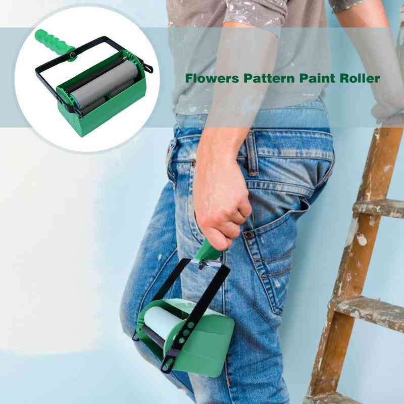 2 Types Flowers Pattern Paint Roller, Wall Decorative Art Brush Too