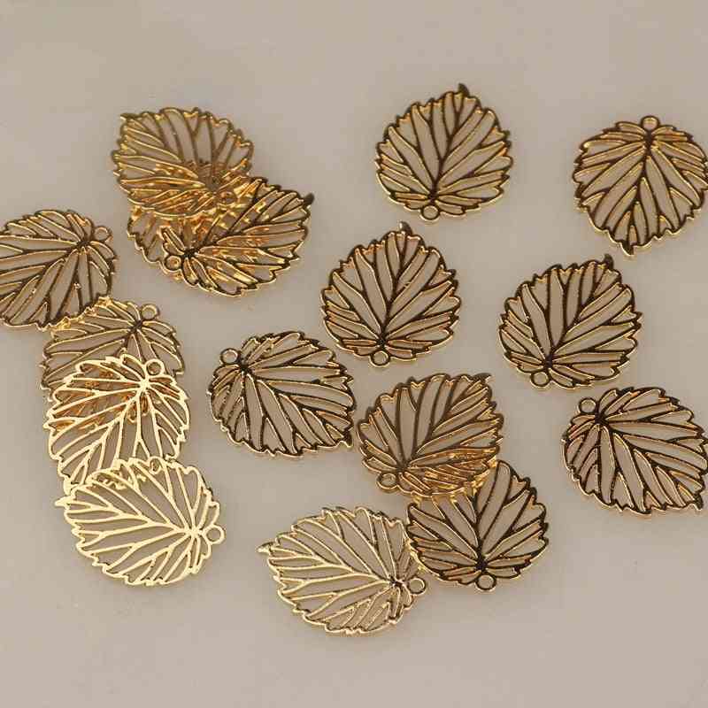 Pendant Gold Hollow Leaves Shape Charms