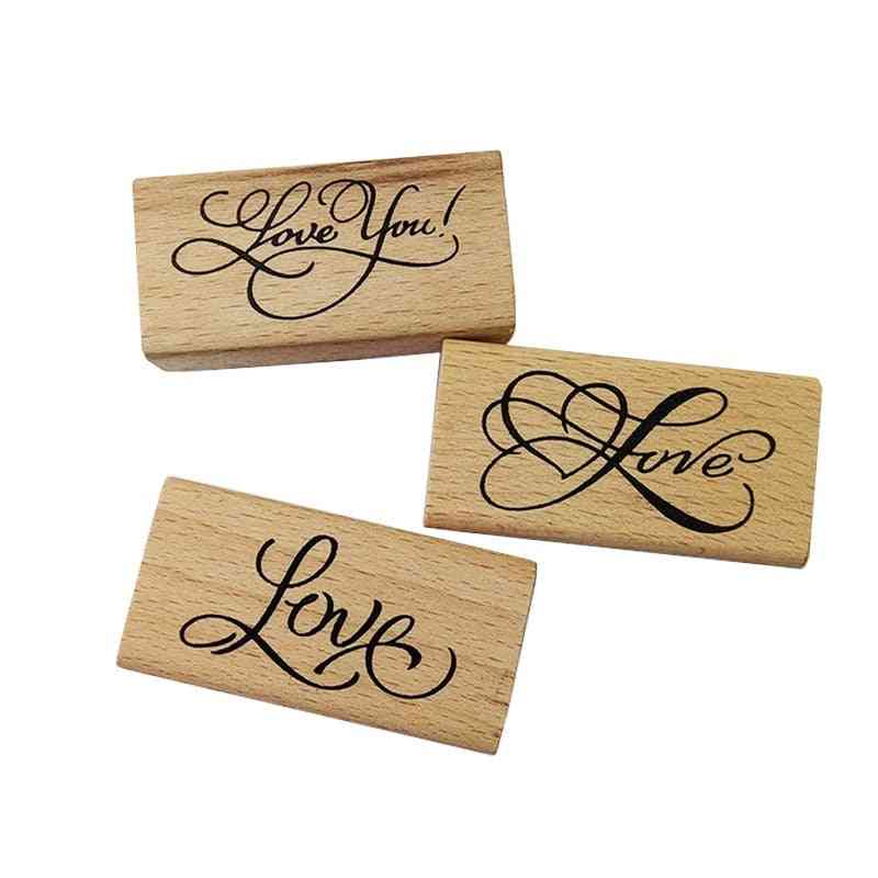 Arts Font- Love & Love You- Wooden Decal Stamp For Scrapbooking