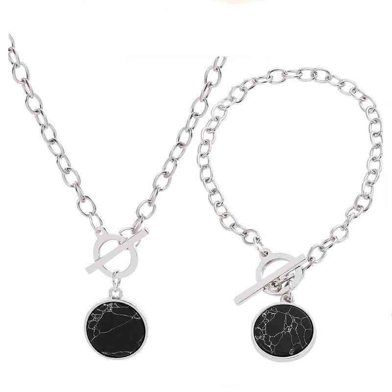 Minimalist Wind Marble Chain Necklaces & Bracelet