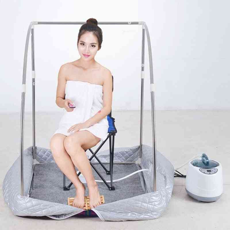 Portable Steam Sauna With Fold Chair Home Bath Ease Insomnia Stainless Steel Pipe Support