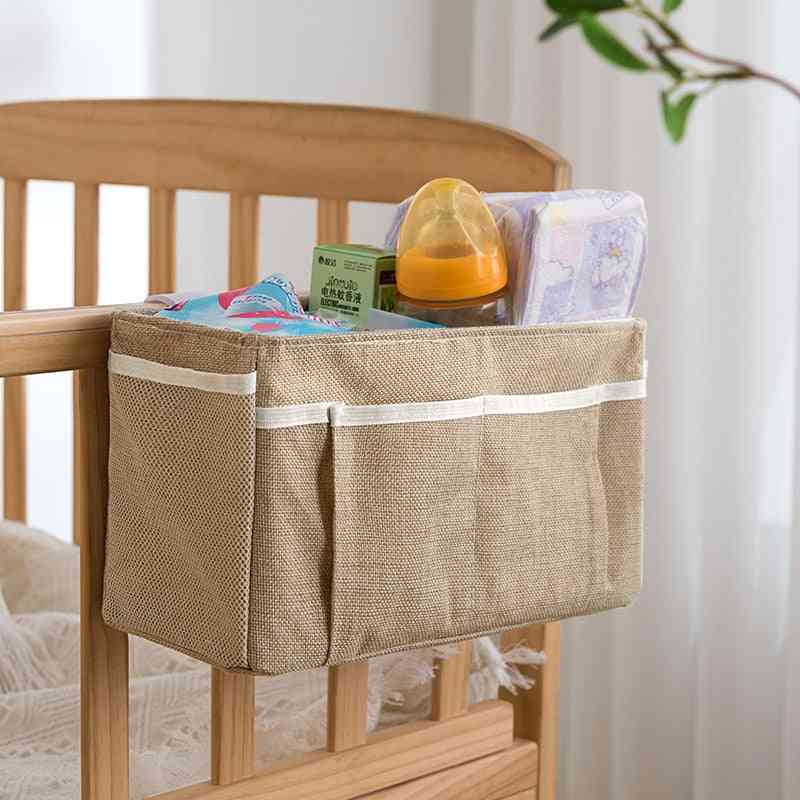 Canvas Crib Organizer, Bed Hanging Storage Bag For Baby
