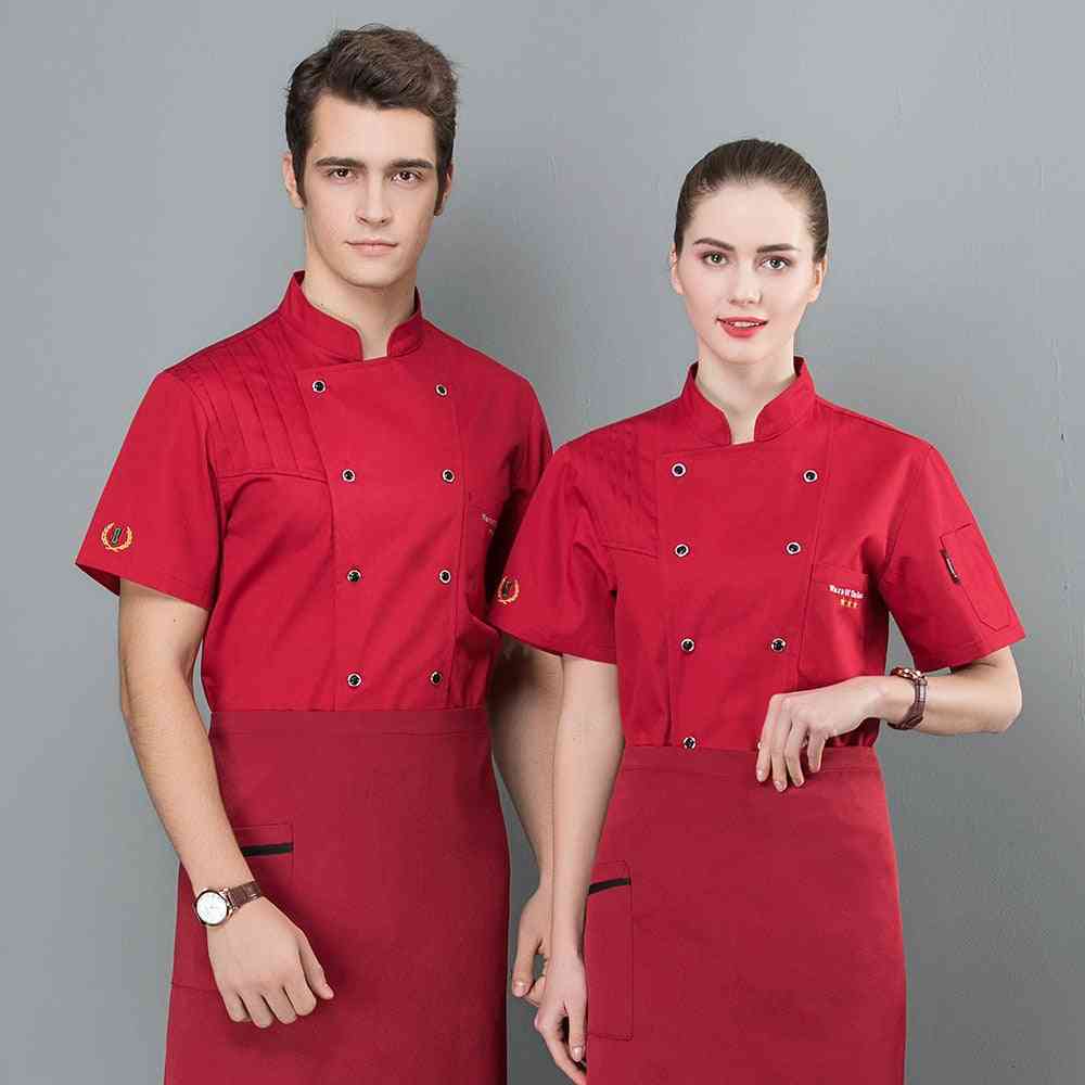 Tabliers de t-shirt de service alimentaire de chef en maille respirante à manches courtes