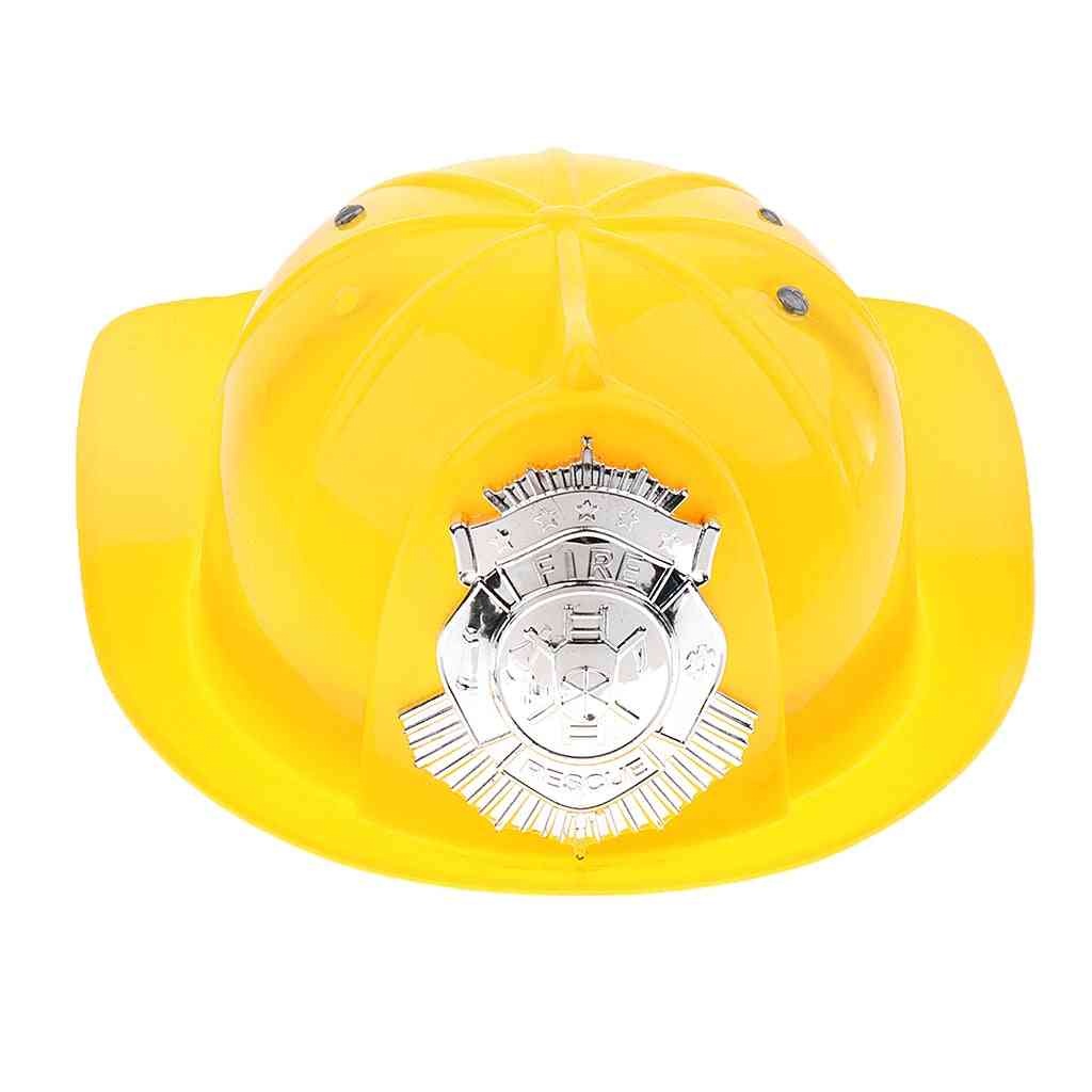 Kid Pretend Play, Fireman Chief Simulation Safety Helmet, Firefighter Plastic Hat, Cap Toy