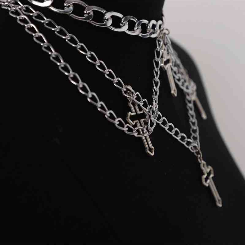 Chain Hollow Cross Pendant Necklaces
