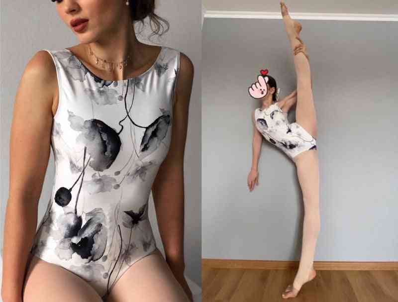 Ballet Dance Leotards Women Sleeveless Print Gymnastics Dancing Costume