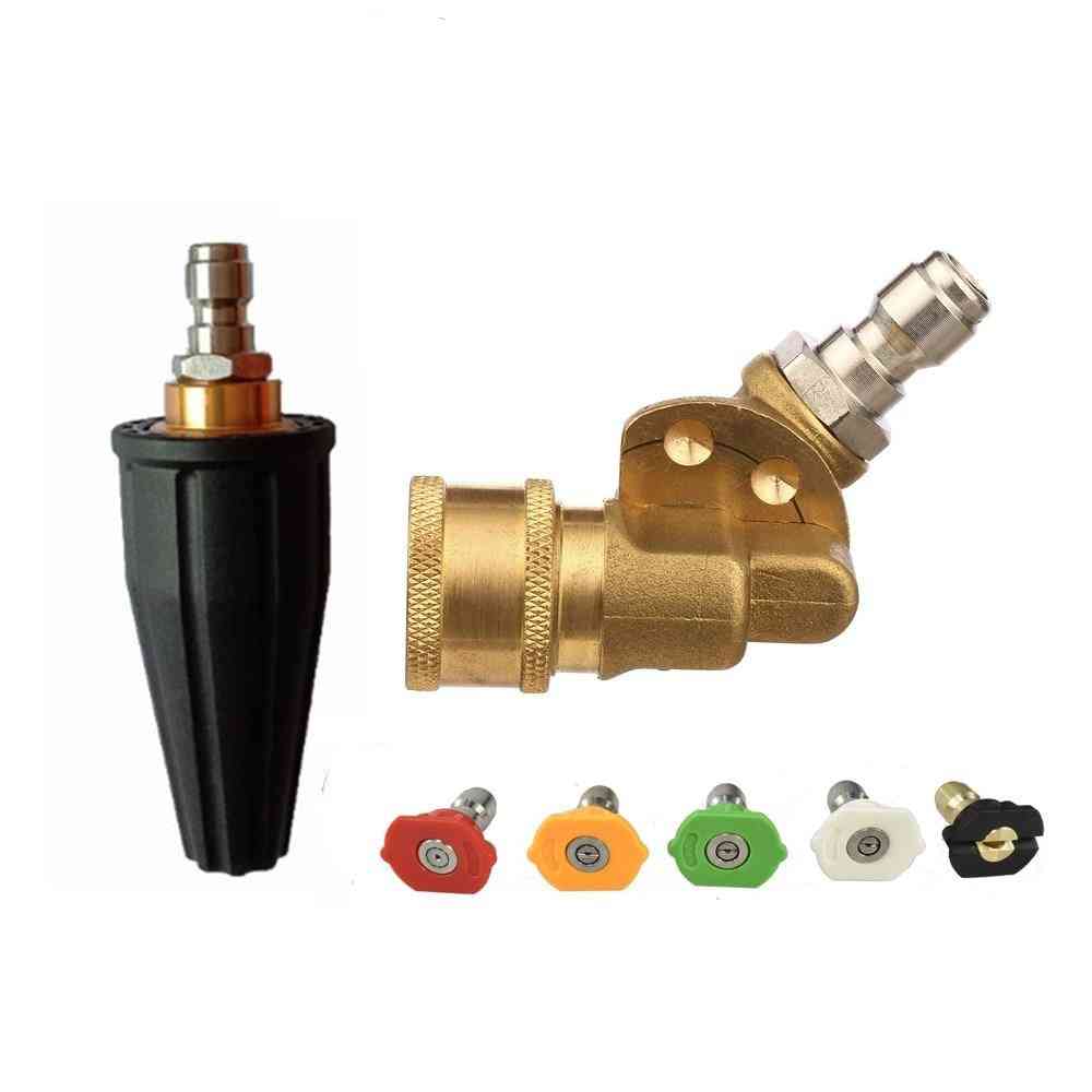 Car Washer Connection, Pivoting Coupler Plug & 5pcs Spray Nozzles, Lance Brass