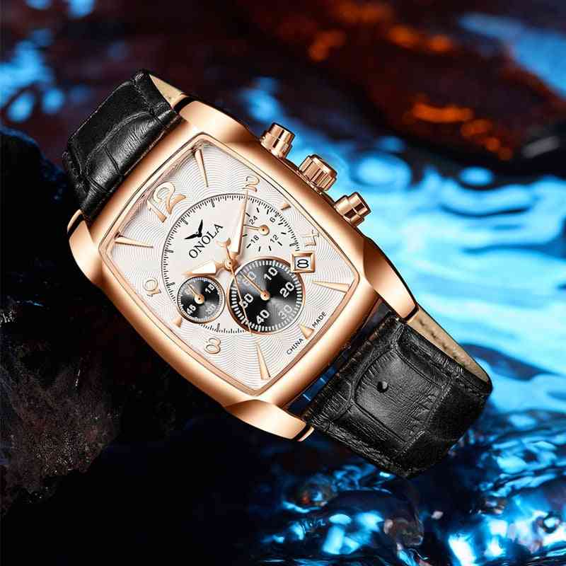Stainless Steel Leather Quartz Watch