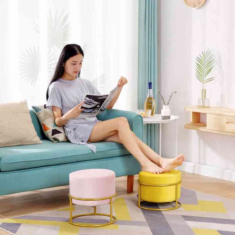 Height Adjustable ! Nordic Luxury Living Room Stool / Flannel Chair