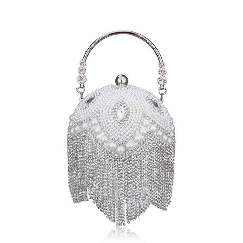 Round Ball Shape- Pearl Beaded Tassel, Shoulder Chain Favor Handbags