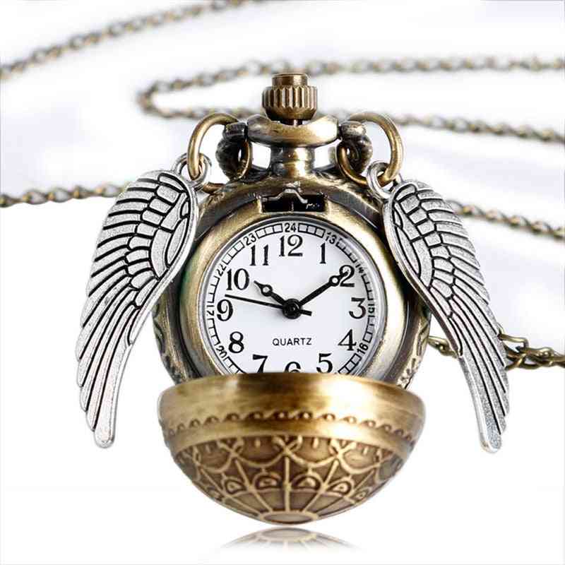 Elegant Golden, Pocket Watch- Wonderland Necklace Chain