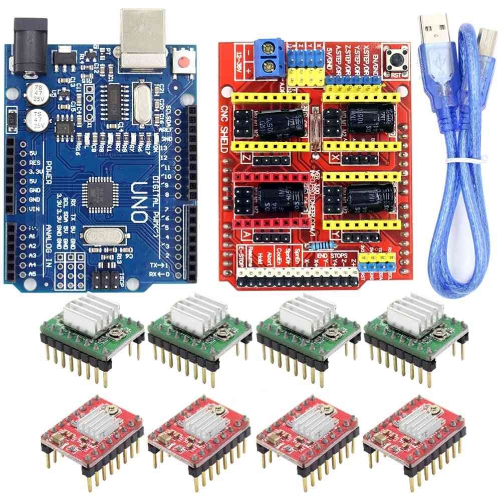 Cnc Shield- Expansion Board V3.0+uno, R3 With Usb Stepper Motor, Driver Kits