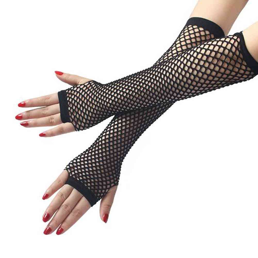 Women Girl, Fashion Fishnet Mesh Long Glove