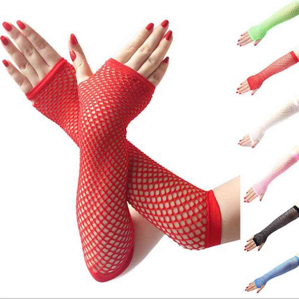 Women Girl, Fashion Fishnet Mesh Long Glove