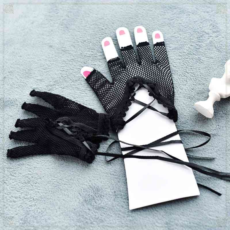 Fishnet Mesh Lace- Wrist Band Fingerless Glove