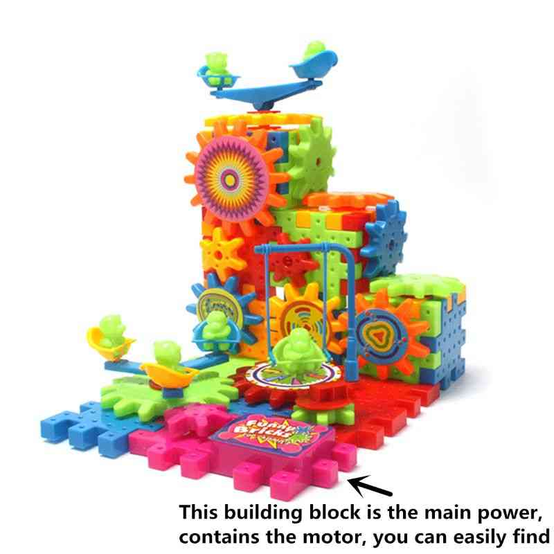 Electric Gears 3d Model, Building Kits, Plastic Brick Blocks, Educational