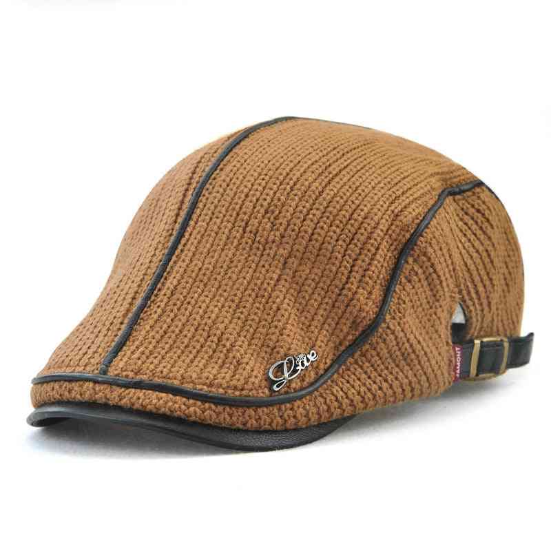 High-quality Winter Leather Flat Cap For Men