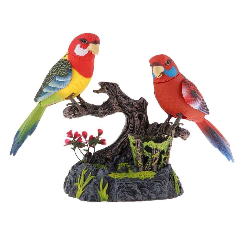 Electric Battery Operated Birds, Simulated Induction Sound, Control Voice-activated, Talking Parrots, Moving Pets