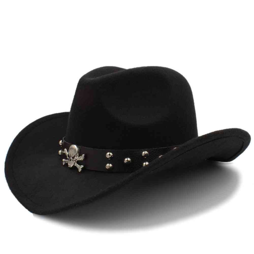 Móda muži vlnený westernový kovbojský klobúk, oteckova čiapka