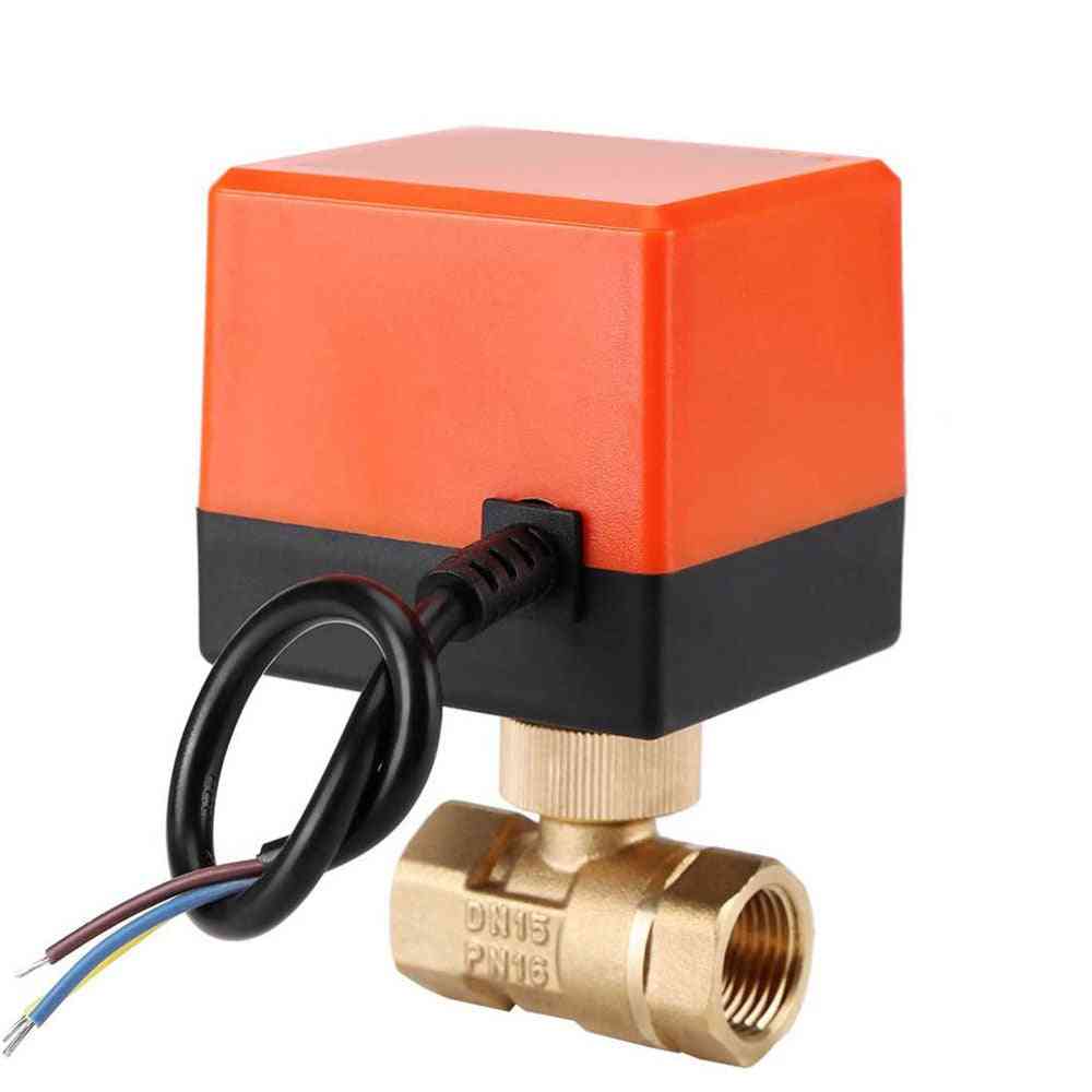 Electric 2-way Brass Ball Valve, Ac 220v 2way 3 Wire With Actuator Cable