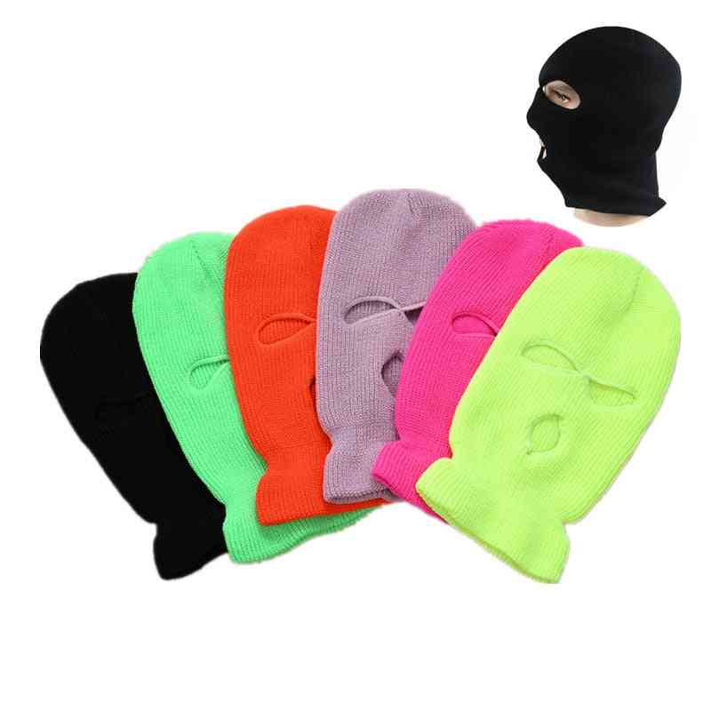 Ski Mask 3-hole Knit Hat, Army Tactical Winter Cycling Neon Masks