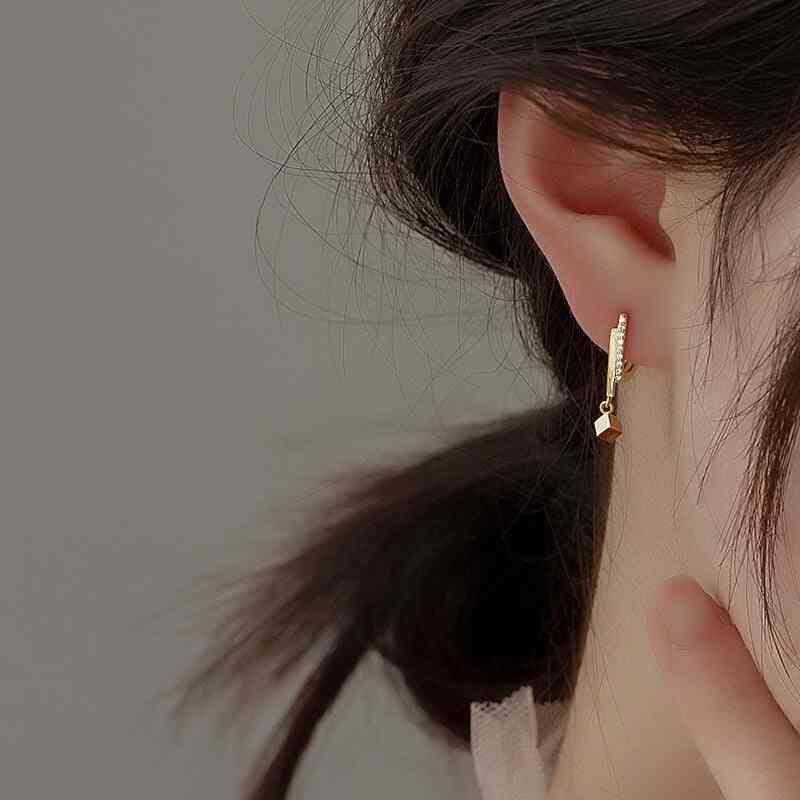 Geometric Bead Charm Stud Earring