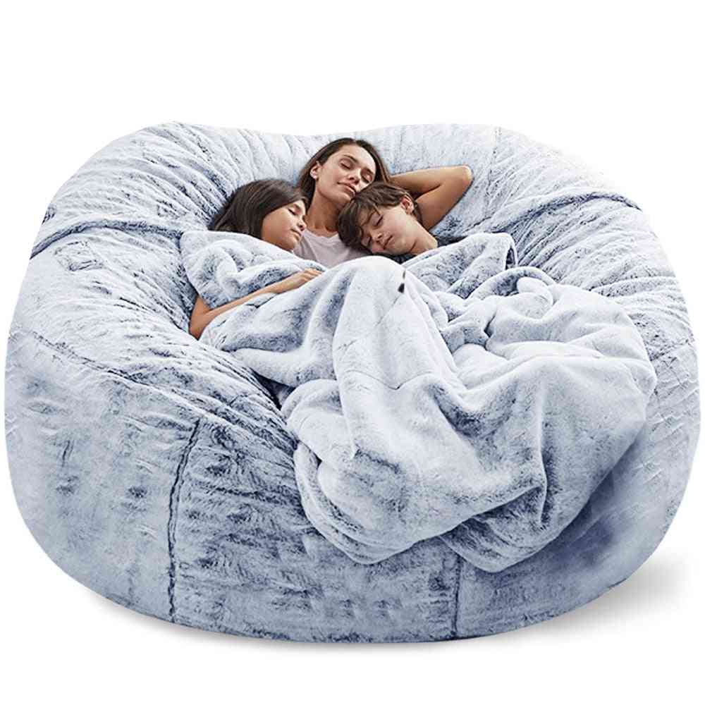 Giant Bean Bag Sofa Cover Big Comfy Fluffy Fur Beanbag Bed Slipcover
