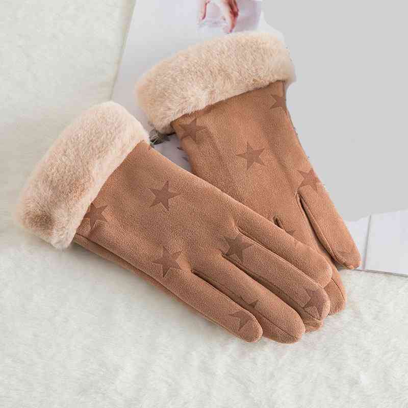 Dámské semišové rukavice s dotykovým displejem, zimní rukavice