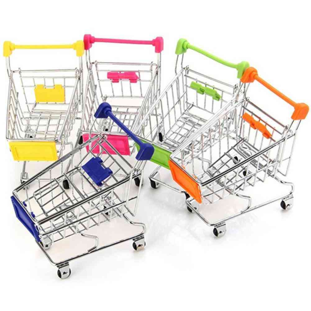Supermarket Hand Trolley, Mini Shopping Cart, Desktop Decoration Storage Toy