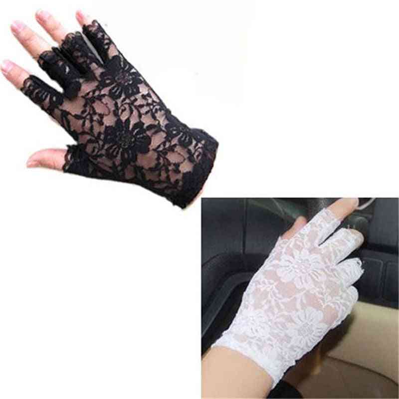Summer- Dressy Lace Sunscreen, Short Fingerless Gloves