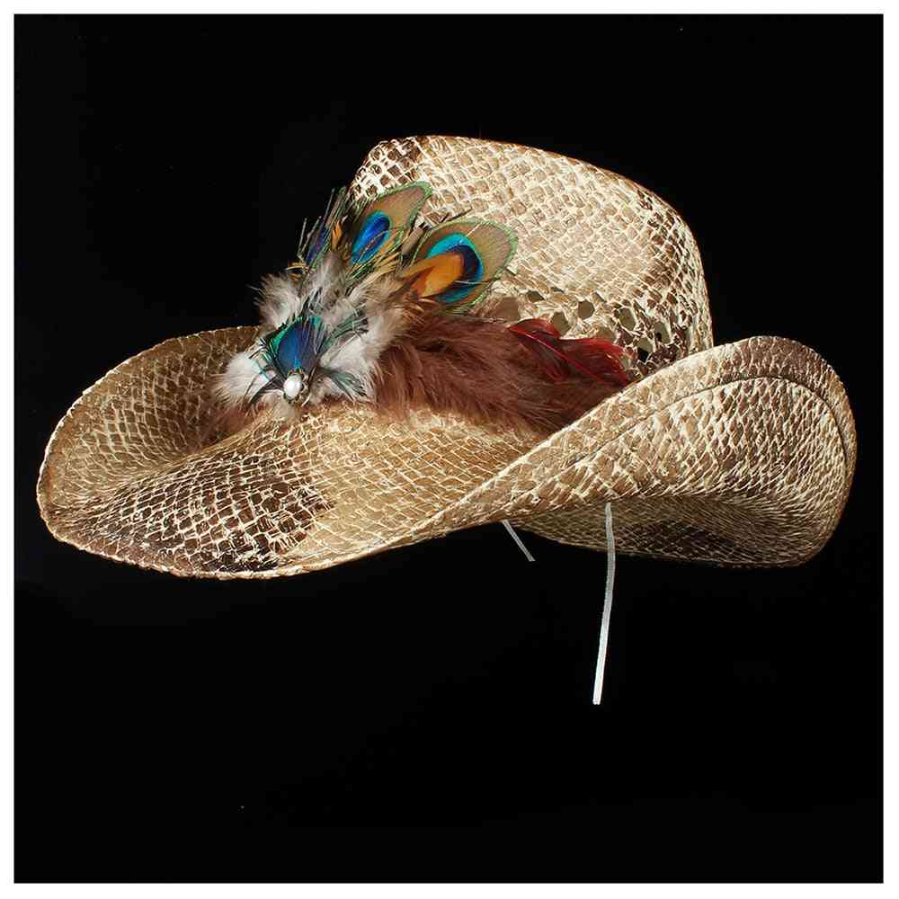 Chapeau de cowboy femme d'été, paille sombrero de plage