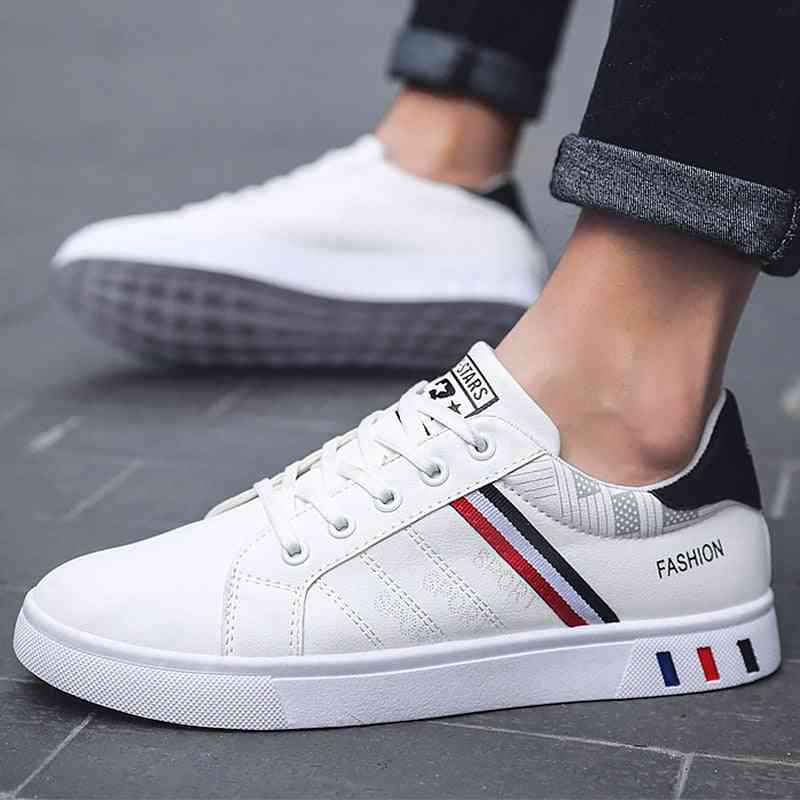 White Leather Men Sport Casual Shoes