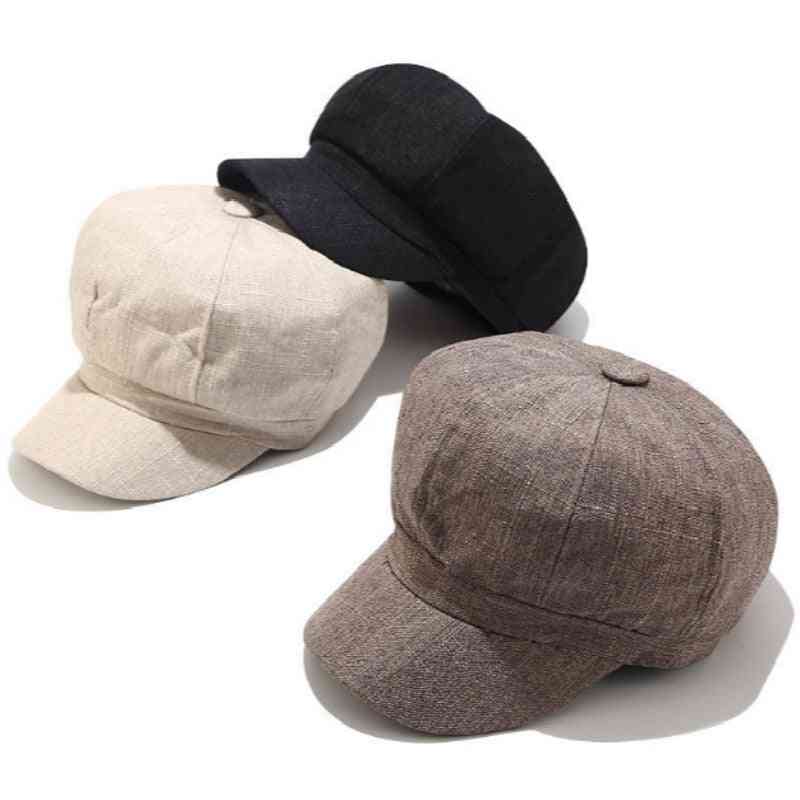 Cotton Linen Summer Painter Hat, Octagonal Cap
