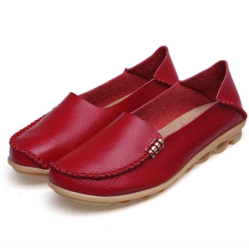 Women Flat Genuine Leather Nurse Slip On Shoes