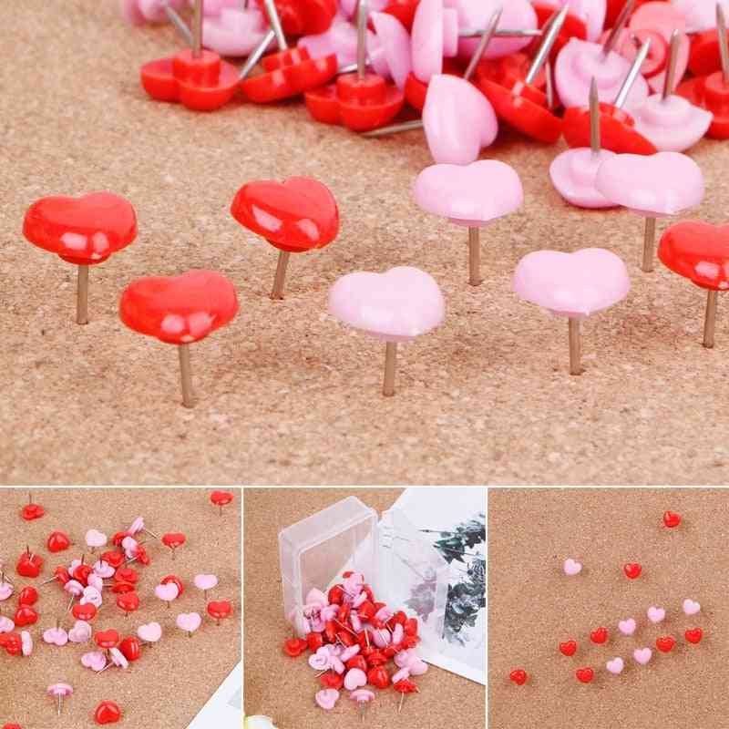 Heart Shape- Plastic Colored Thumbtacks, Push Pin