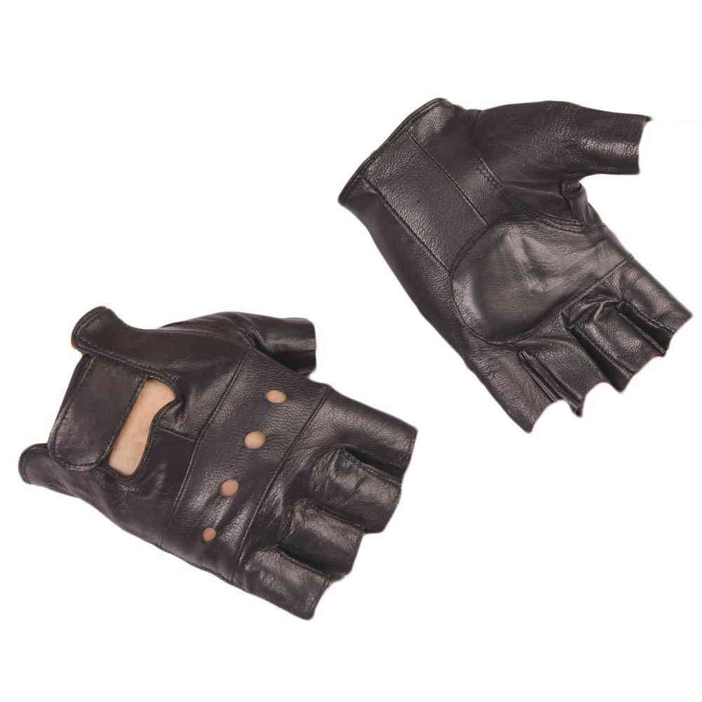 Pu læder- cool hule, biker kørsel, halv-finger handsker