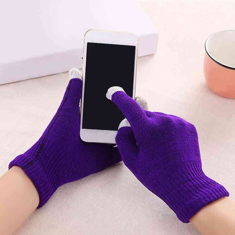 Unisex ženy muži dotykový displej jednofarebné bavlnené teplejšie smartphony rukavice