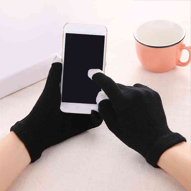 Unisex ženy muži dotykový displej jednofarebné bavlnené teplejšie smartphony rukavice