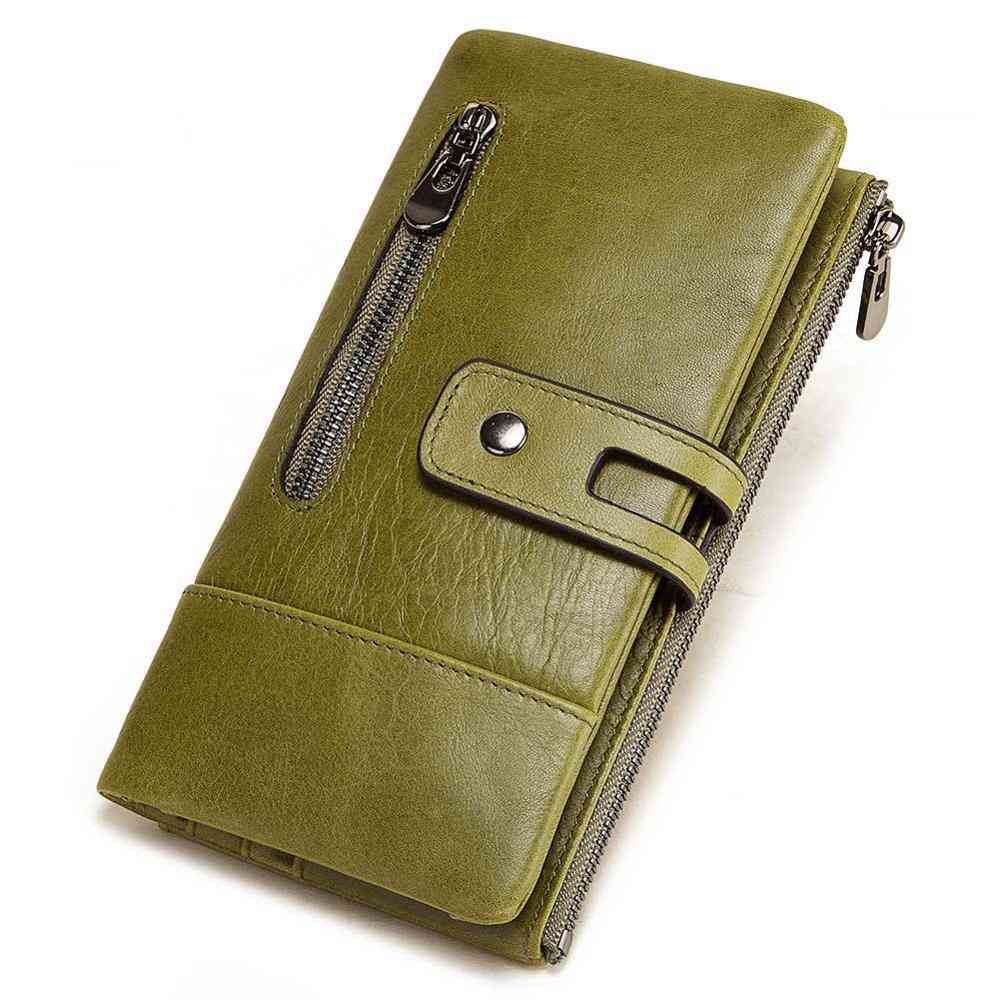 Leather- Rfid Card Holder, Long Wallet Purse